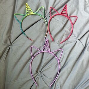 Unicorn Horn Headband trio- Green, Pink, Purple